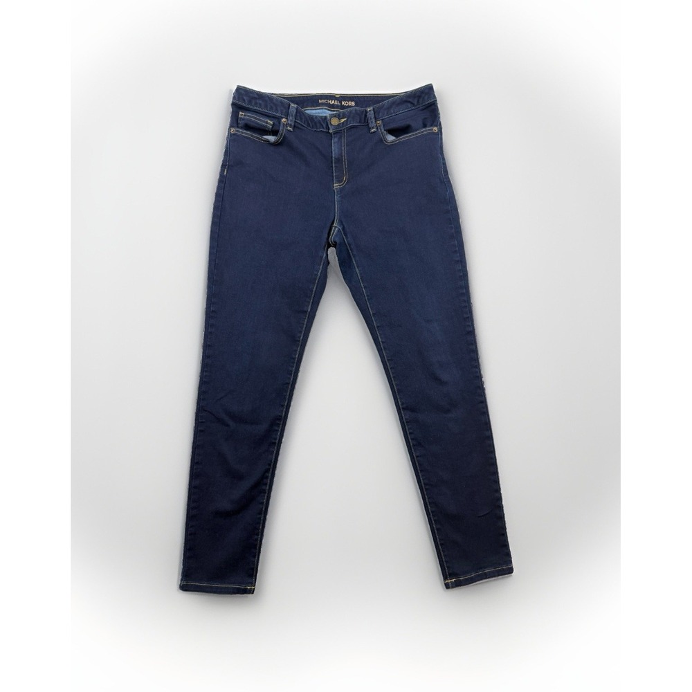 Michael Kors Womens Dark Wash Izzy Skinny Stretch Mid Rise Jeans Size 10 (32x28)